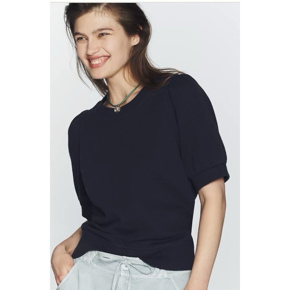 Maeve Women Puff-Sleeve Sweatshirt Tee Pullover Top Size Medium Short Sleeve